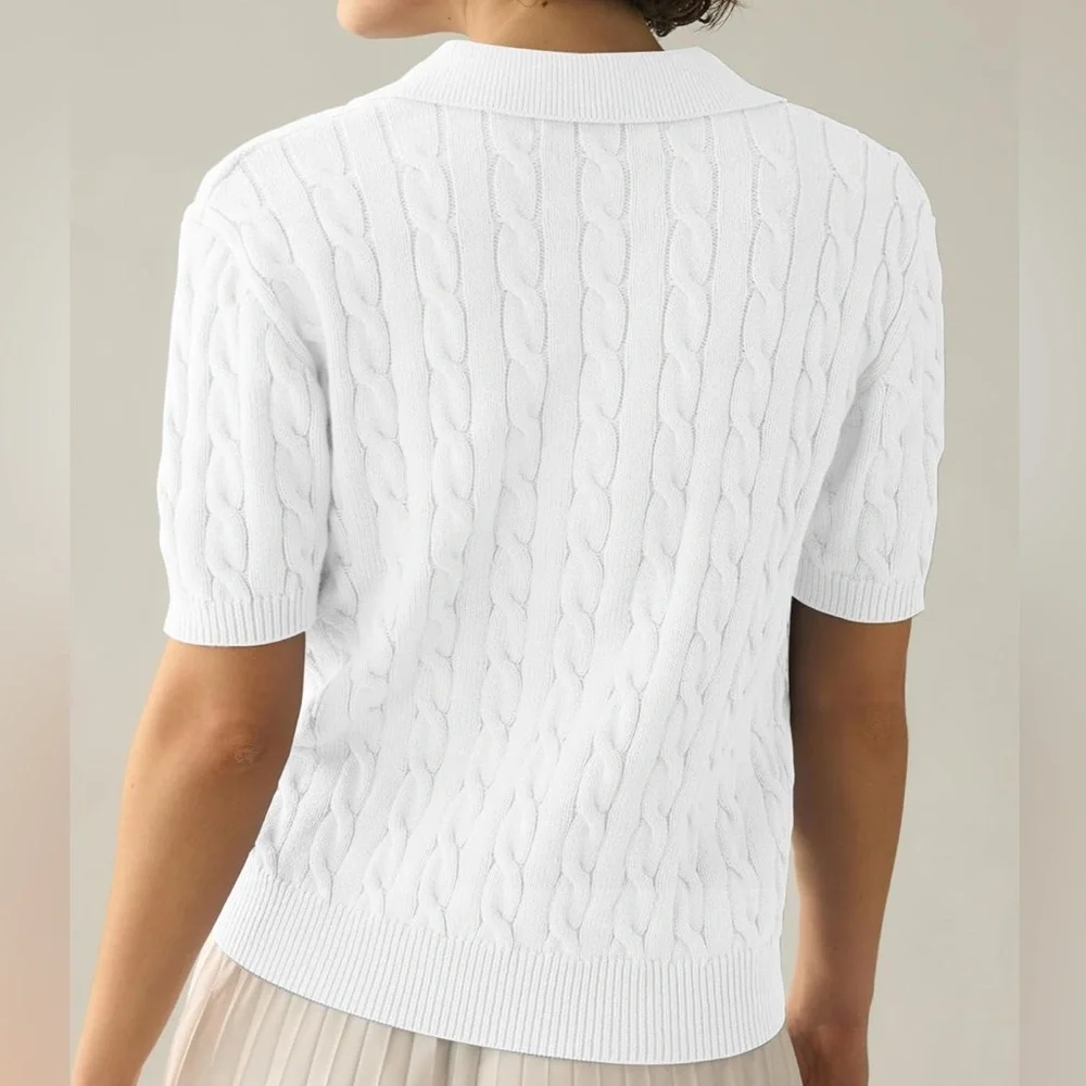 IMILY BELA | Elegant White Cable Knit Blouse - Picture 2 of 5